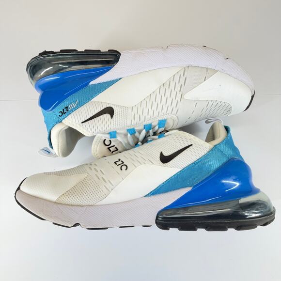 Nike Air Max 270 Running Shoes Men 9.5 White Blue AH8050-110 Low Top Lace Up Gym - Picture 4 of 11